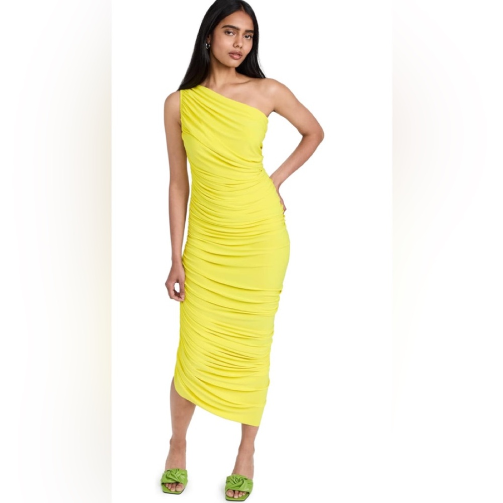 Norma Kamali One-Shoulder Dress in Bright Yellow
